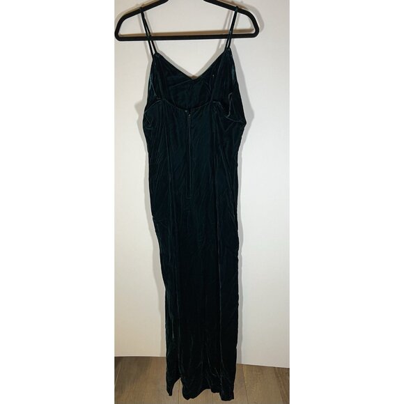 Vintage 90s strappy forest fairy grunge green velvet maxi dress XL whimsigoth - Picture 4 of 16